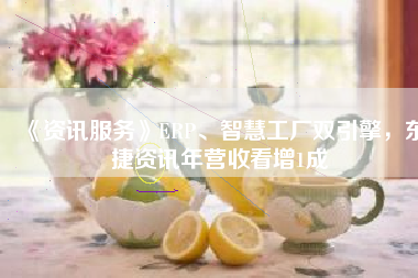 《資訊服務(wù)》ERP、智慧工廠雙引擎，東捷資訊年?duì)I收看增1成