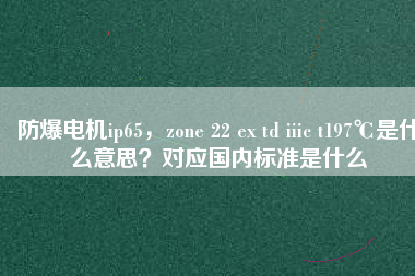 防爆電機(jī)ip65,zone 22 ex td iiic t197℃是什么意思?對(duì)應(yīng)國(guó)內(nèi)標(biāo)準(zhǔn)是什么 防爆電機(jī)ip65,zone 22 ex td iiic t197℃是什么意思?對(duì)應(yīng)國(guó)內(nèi)標(biāo)準(zhǔn)是什么